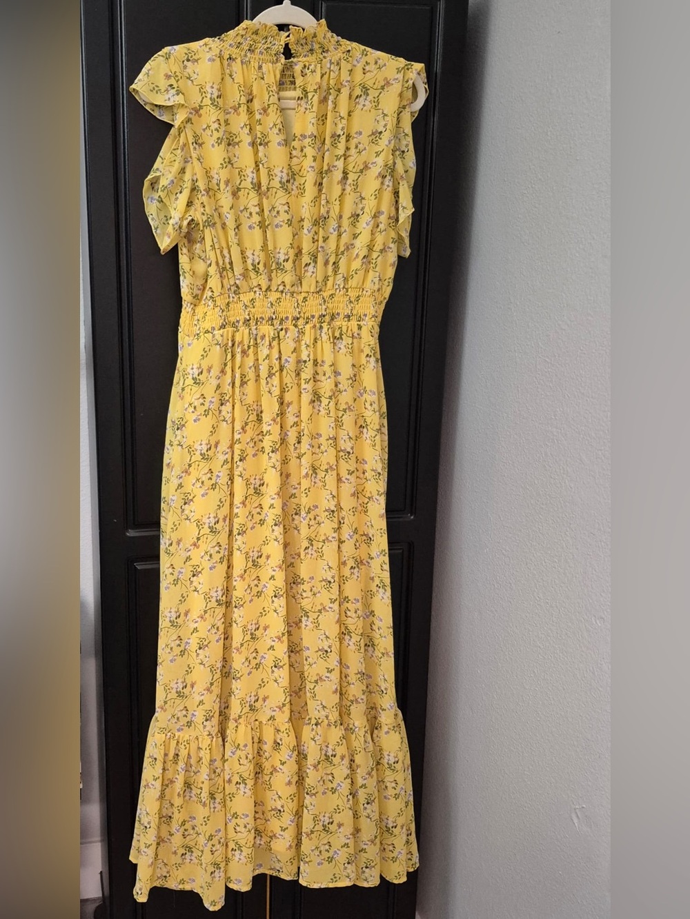 Yellow Floral Smocked Maxi Dress - Picture 2 of 5